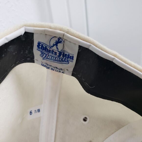 VINTAGE‎ USA Baseball Hat Cap Fitted 6 7/8 White Ebbets Field Flannels USA - Picture 7 of 8
